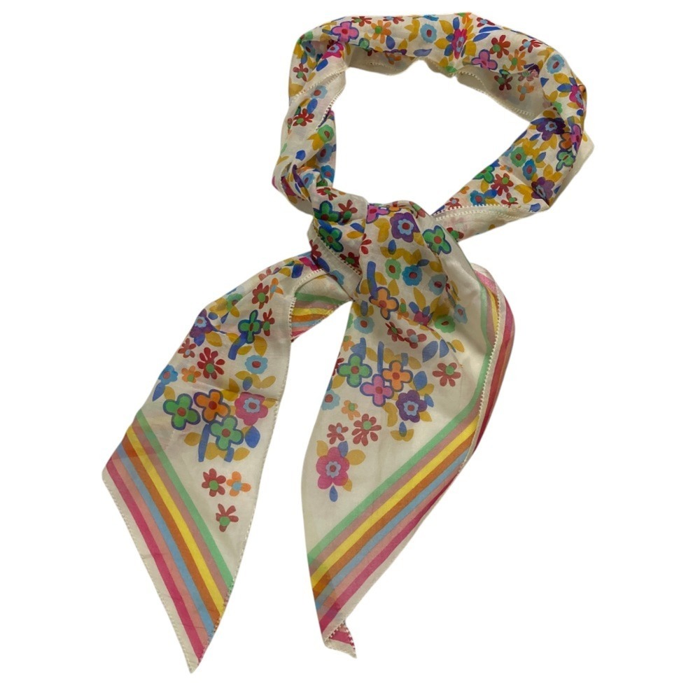LOUIS VUITTON Monogram Flower Scarf/Muffler, White/Multicolor, Women's